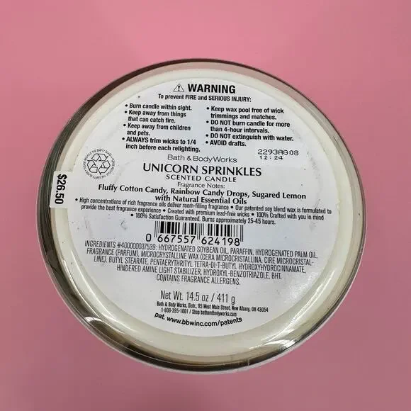 Unicorn Sprinkles Candle Bath and Body Works 3 Wick Jar 14.5 oz 411g - Picture 3 of 3